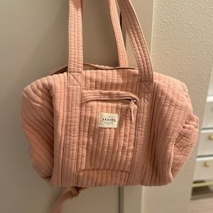 Sézane Mini Bowling Bag, Blush Pink, Weekender Bag with Shoulder Strap